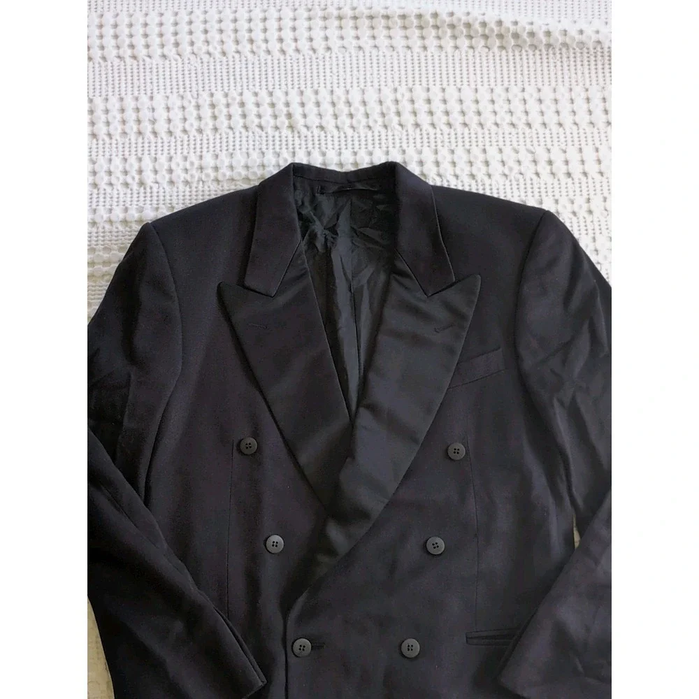Yves Saint Laurent Double Breasted Tuxedo Blazer Sz 46 Reg Pour‎ Homme Black